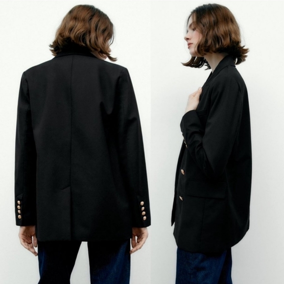 Zara double breasted gold button blazer - Picture 5 of 8
